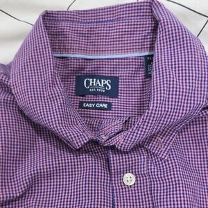 Chaps Men's Blue and Pink Checkered Shirt